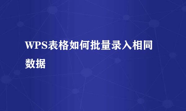 WPS表格如何批量录入相同数据