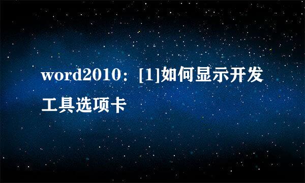 word2010：[1]如何显示开发工具选项卡