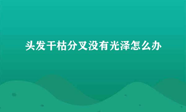 头发干枯分叉没有光泽怎么办