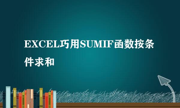EXCEL巧用SUMIF函数按条件求和