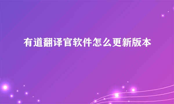 有道翻译官软件怎么更新版本