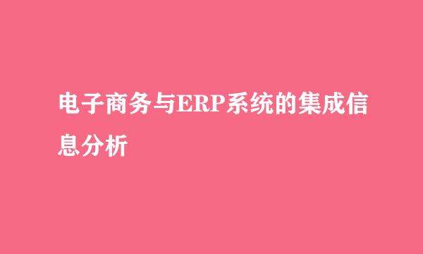 电子商务与ERP系统的集成信息分析