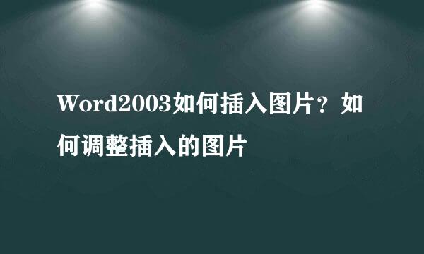 Word2003如何插入图片？如何调整插入的图片
