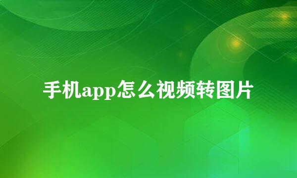 手机app怎么视频转图片
