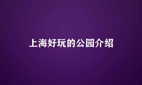 上海好玩的公园介绍