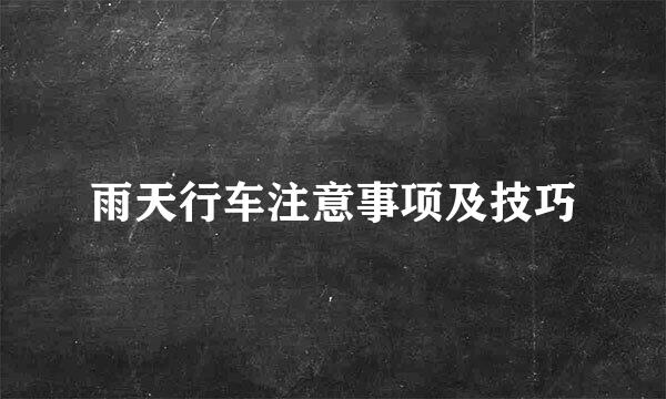 雨天行车注意事项及技巧