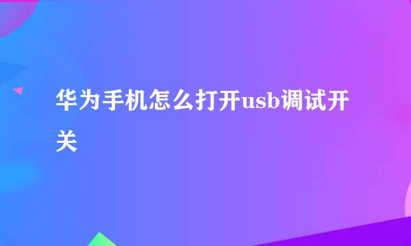 华为手机怎么打开usb调试开关
