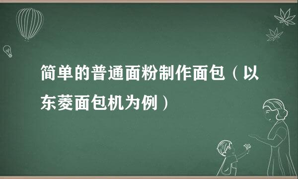 简单的普通面粉制作面包(以东菱面包机为例)