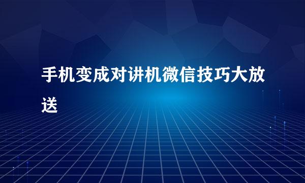 手机变成对讲机微信技巧大放送