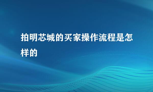 拍明芯城的买家操作流程是怎样的