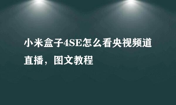 小米盒子4SE怎么看央视频道直播，图文教程