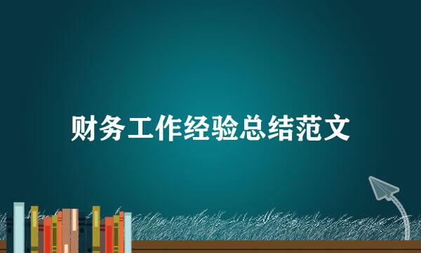 财务工作经验总结范文