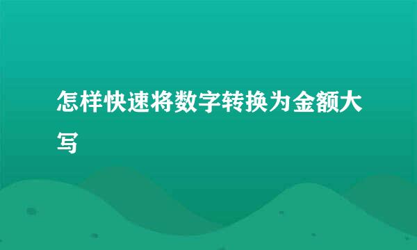怎样快速将数字转换为金额大写