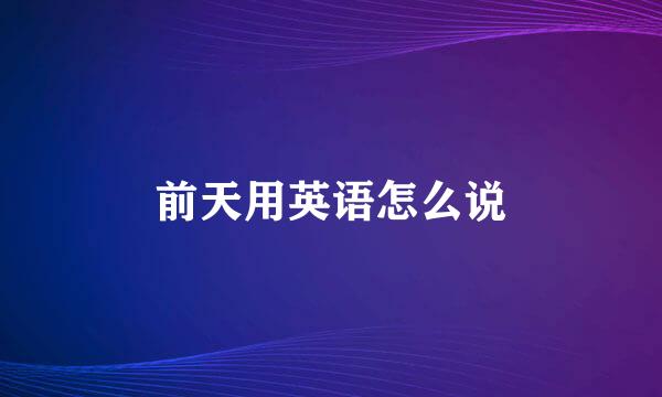 前天用英语怎么说