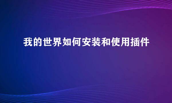 我的世界如何安装和使用插件