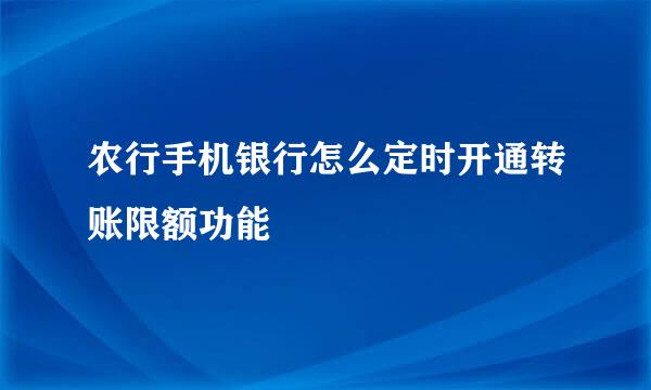 农行手机银行怎么定时开通转账限额功能