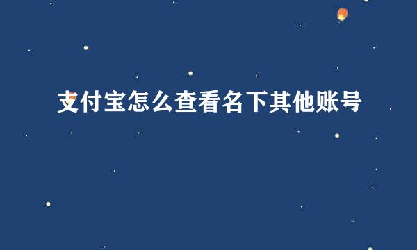 支付宝怎么查看名下其他账号