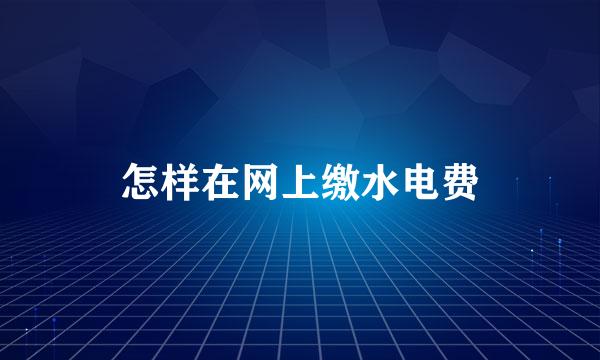 怎样在网上缴水电费