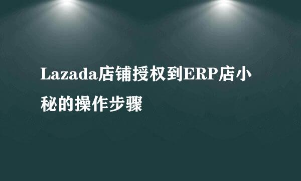 Lazada店铺授权到ERP店小秘的操作步骤