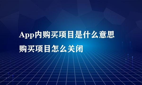 App内购买项目是什么意思 购买项目怎么关闭