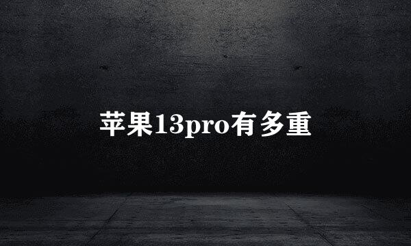 苹果13pro有多重