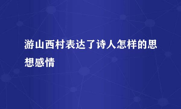 游山西村表达了诗人怎样的思想感情
