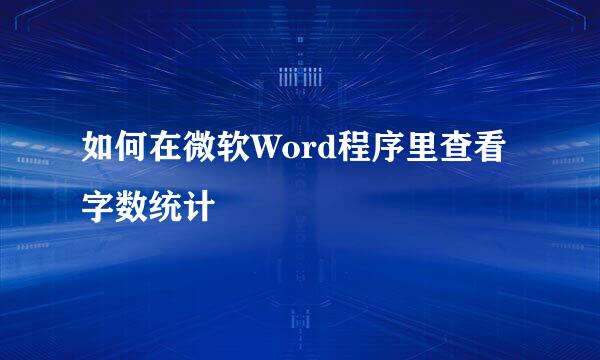 如何在微软Word程序里查看字数统计