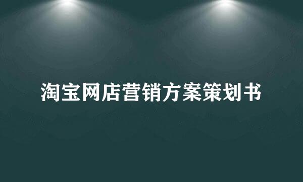 淘宝网店营销方案策划书