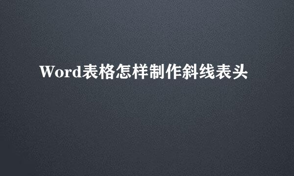 Word表格怎样制作斜线表头