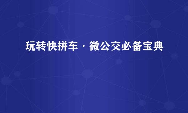 玩转快拼车·微公交必备宝典