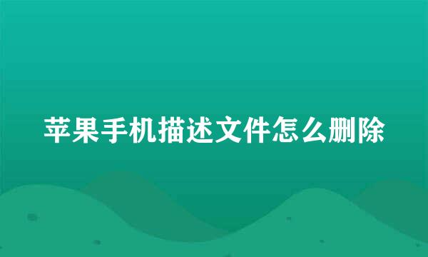 苹果手机描述文件怎么删除