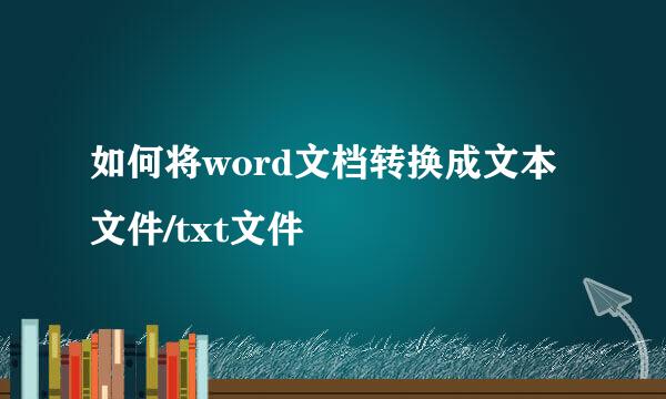 如何将word文档转换成文本文件/txt文件