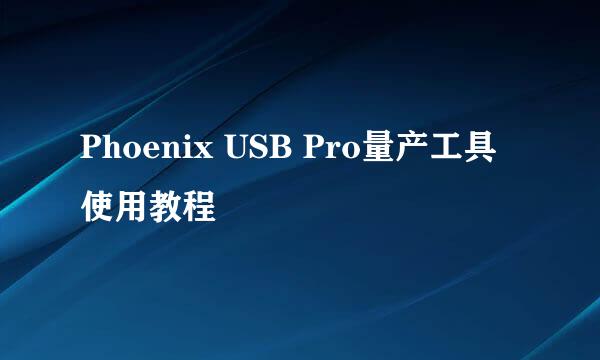 Phoenix USB Pro量产工具使用教程