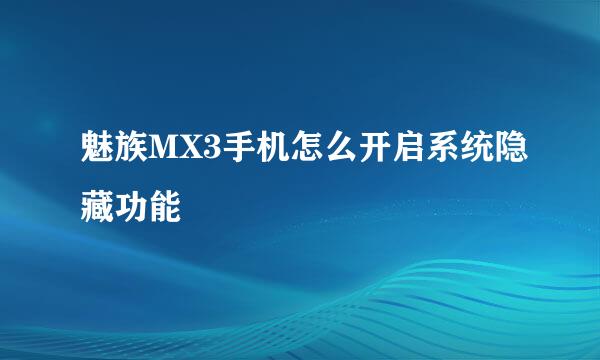 魅族MX3手机怎么开启系统隐藏功能