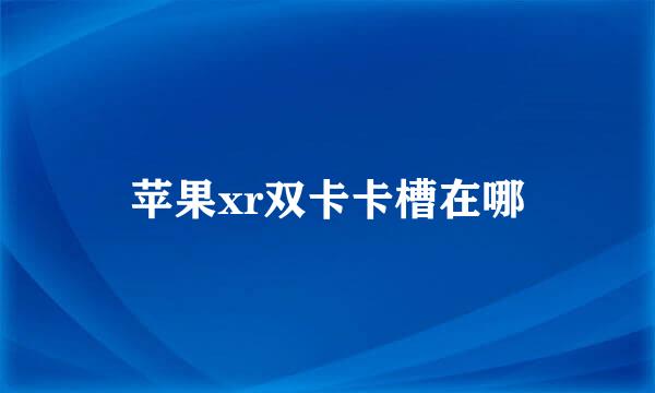 苹果xr双卡卡槽在哪