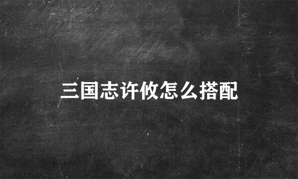 三国志许攸怎么搭配