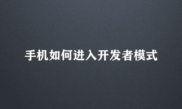 手机如何进入开发者模式