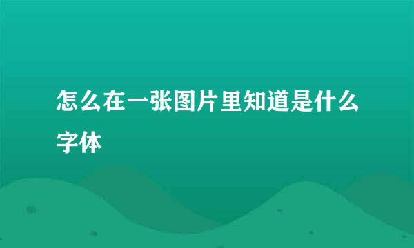怎么在一张图片里知道是什么字体
