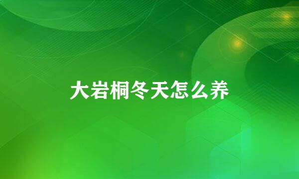 大岩桐冬天怎么养