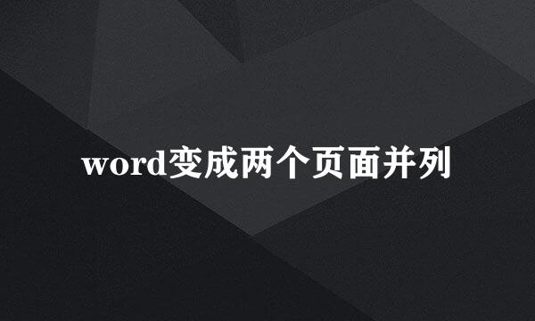word变成两个页面并列