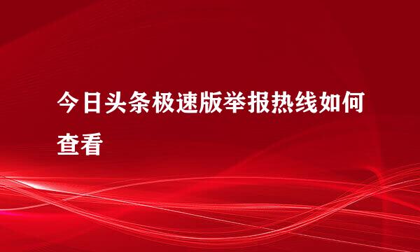 今日头条极速版举报热线如何查看