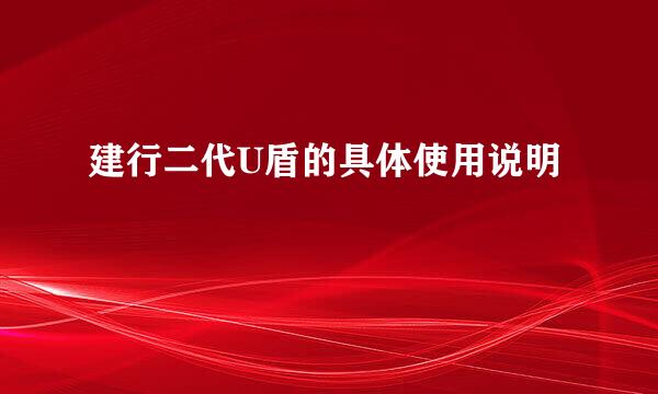 建行二代U盾的具体使用说明