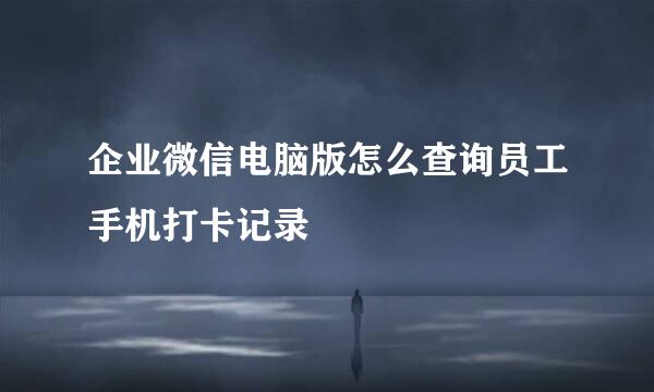 企业微信电脑版怎么查询员工手机打卡记录
