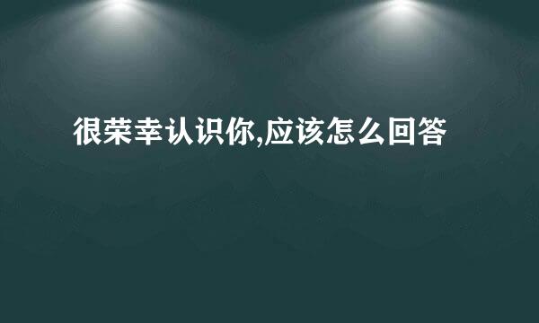 很荣幸认识你,应该怎么回答