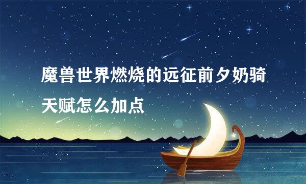 魔兽世界燃烧的远征前夕奶骑天赋怎么加点