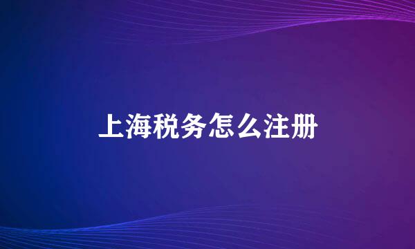上海税务怎么注册