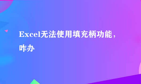 Excel无法使用填充柄功能，咋办