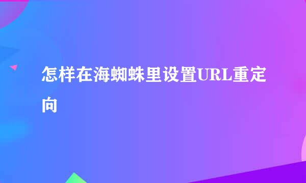 怎样在海蜘蛛里设置URL重定向