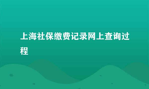 上海社保缴费记录网上查询过程
