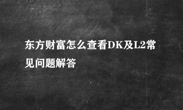东方财富怎么查看DK及L2常见问题解答